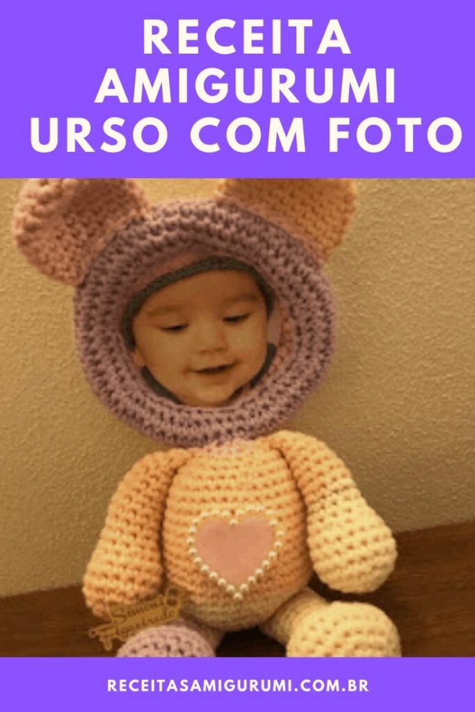 Receita de Amigurumi Urso com foto de criança