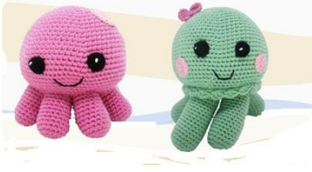 Receita Amigurumi Polvo verde e rosa